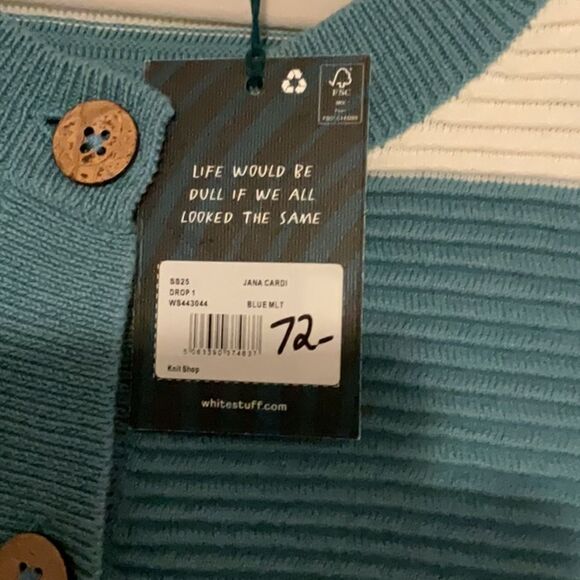 White Stuff NEW Jana Cardi Striped Cardigan Oversized Sz 4 P2P 19.75“ - Picture 9 of 14